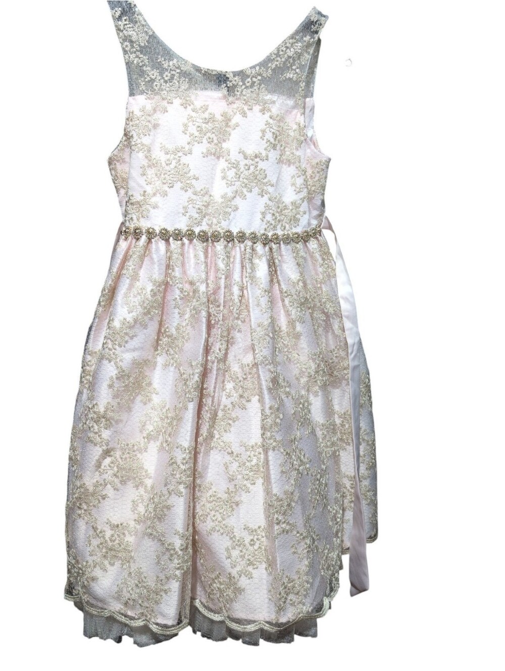 American Princess Girls Size 10 Pink Gold Brocade Sequined Party Dress